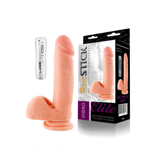 Телесный вибратор на присоске - 17 см.