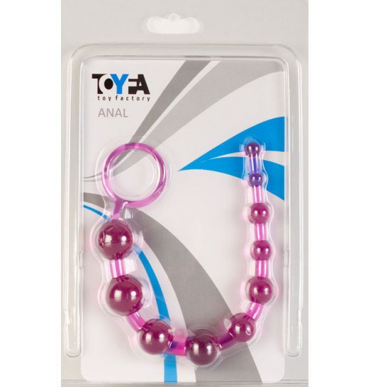 Фиолетовая анальная цепочка с кольцом - 25 см.