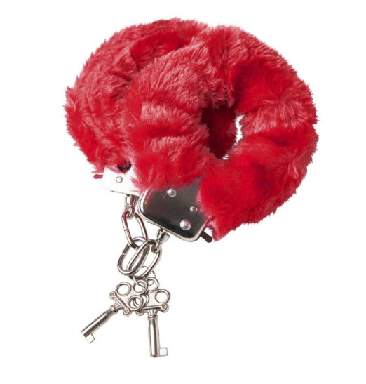Наручники с красной меховой опушкой