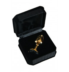 Золотистая маленькая анальная втулка с прозрачным кристаллом - 6 см.