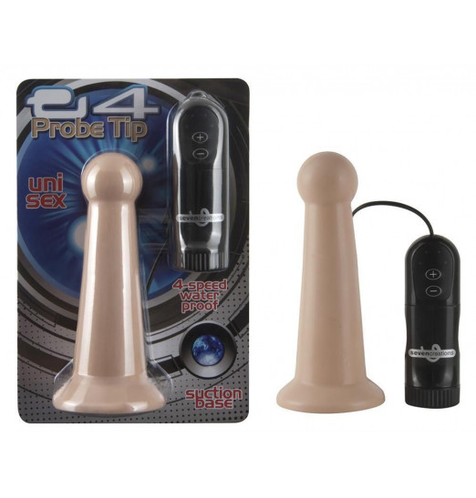 Телесная анальная пробка с вибрацией - 11,5 см.