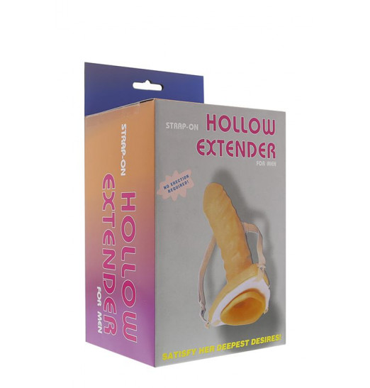 Полый телесный фаллопротез на ремнях - 18,5 см.