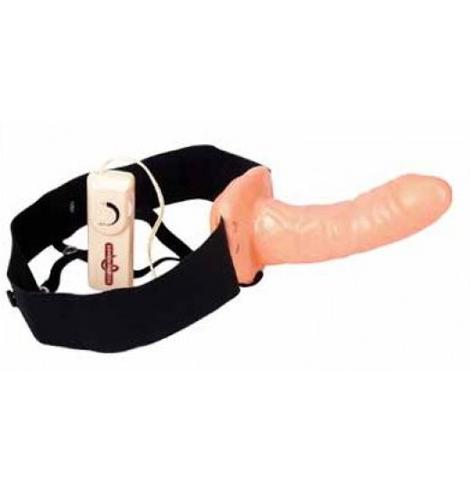 Телесный полый виброфаллопротез ROBOTIC - 18 см.