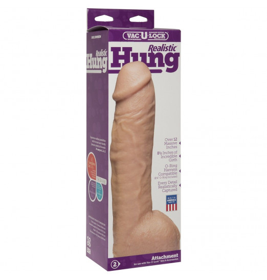 Огромная насадка-реалистик Vac-U-Lock Realistic Hung - 31,7 см.