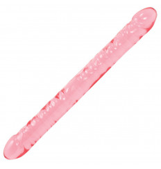 Розовый двухголовый фаллоимитатор Crystal Jellies - 45,7 см.