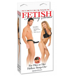 Полый страпон унисекс черного цвета For Him or Her ​Hollow Strap-On - 15 см.