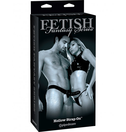 Черный полый страпон унисекс Hollow Strap-On - 14,5 см.