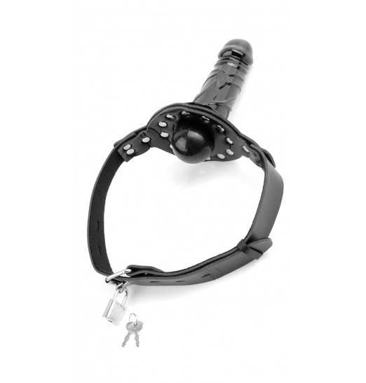Чёрный кляп с фаллоимитатором Deluxe Ball Gag with Dildo