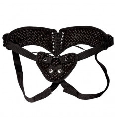 Черные трусики-джоки со шнуровкой для страпона