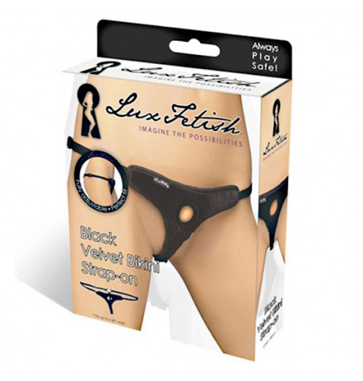 Черные плюшевые трусики для страпона