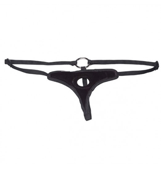 Черные плюшевые трусики для страпона