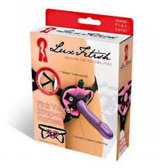 Черно-розовые плюшевые трусики для страпона