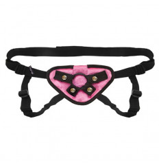 Черно-розовые плюшевые трусики для страпона