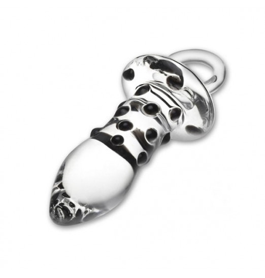 Мини-пробочка из стекла с черными пупырышками, 8 см