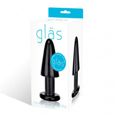 Черная стеклянная анальная втулка - 12,5 см.