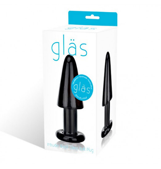 Черная стеклянная анальная втулка - 12,5 см.