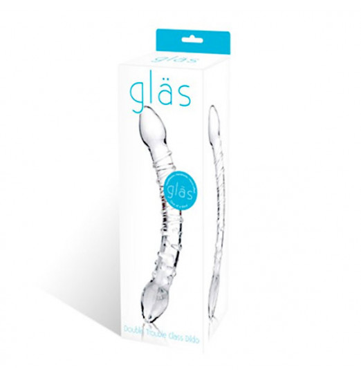 Прозрачный стеклянный фаллоимитатор с двумя концами - 24 см.