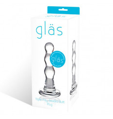 Блестящая прозрачная анальная елочка из стекла, 9 см