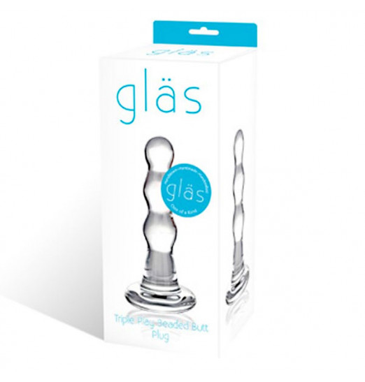 Блестящая прозрачная анальная елочка из стекла, 9 см