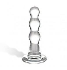 Блестящая прозрачная анальная елочка из стекла, 9 см