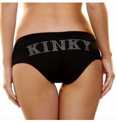 Трусики-слип с надписью стразами Kinky