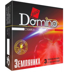 Ароматизированные презервативы Domino  Земляника  - 3 шт.