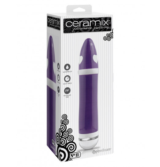 Гладкий керамический вибромассажер с сердечками Ceramix №11 - 20,3 см.