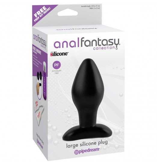 Черная анальная пробка среднего размера Large Silicone Plug - 13 см.