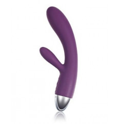 Фиолетовый вибратор Alice с клиторальным стимулятором - 17 см.