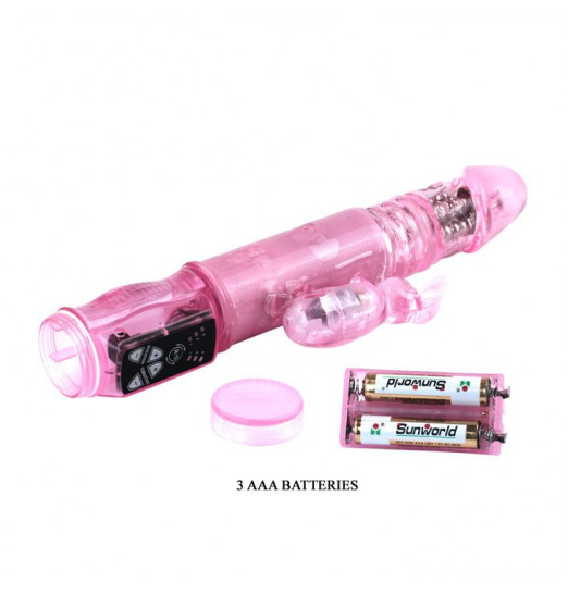 Вибромассажер с функцией ротации и с поступательными движениями - 23,5 см. Вибромассажер с функцией ротации и с поступательными движениями - 23,5 см.