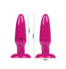 Розовая анальная пробка с подошвой-присоской - 13,5 см.