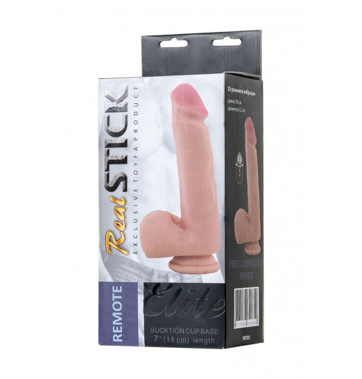 Телесный перезаряжаемый вибратор REALSTICK ELITE VIBRO с пультом ДУ - 21 см.