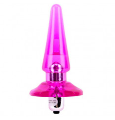 Розовый анальный вибростимулятор-конус - 10 см.