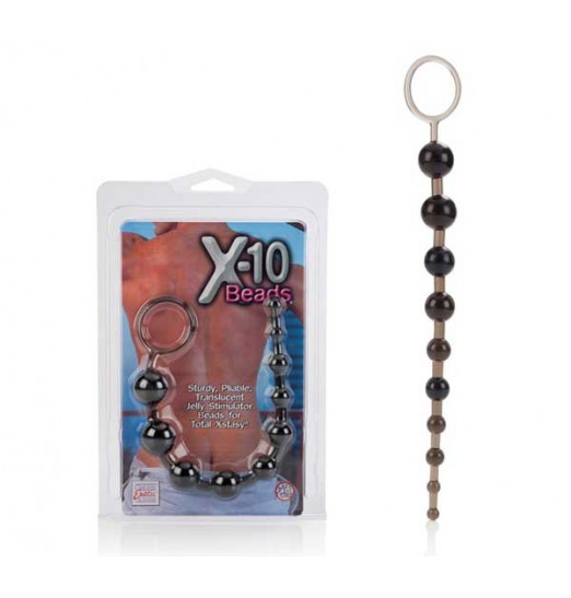 Черная анальная цепочка X-10 BEADS