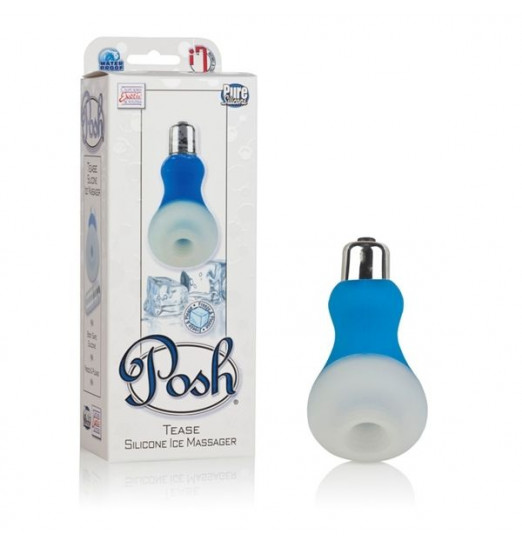 Голубой мини-вибратор Posh Silicone Ice Massager Tease со съемной насадкой для заморозки