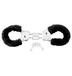 Меховые чёрные наручники Beginner s Furry Cuffs