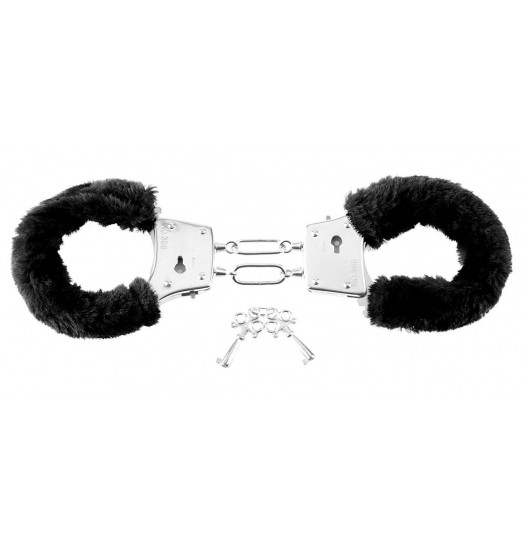 Меховые чёрные наручники Beginner s Furry Cuffs