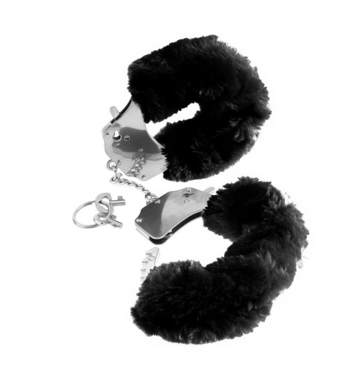 Металлические наручники Furry Love Cuffs с черным мехом