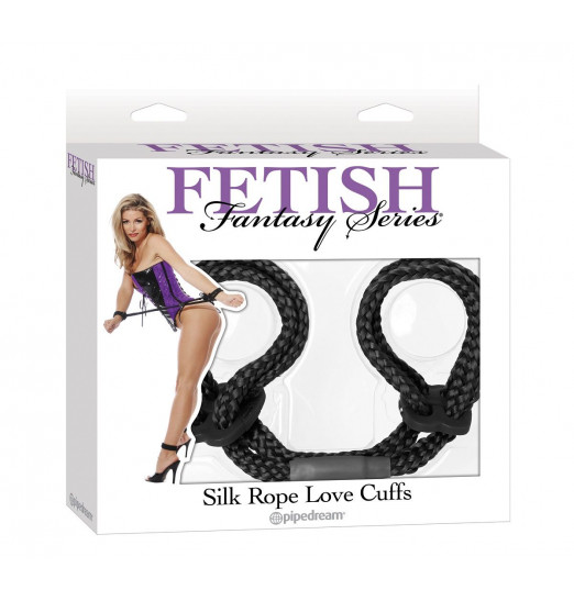 Черные верёвочные оковы на руки или ноги Silk Rope Love Cuffs