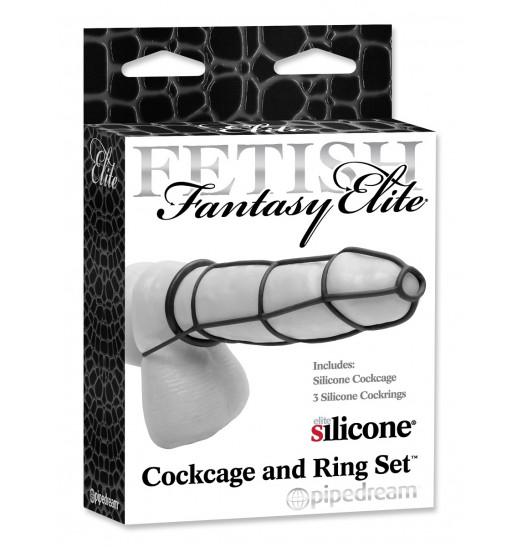 Набор Cockcage and Ring Set: насадка и эрекционные кольца на пенис