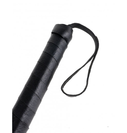Чёрная кожаная плетка Cat-O-Nine Tails - 46,4 см.