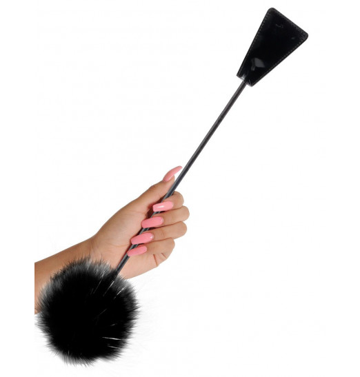 Черный стек Feather Crop с пуховкой на конце - 53,3 см.