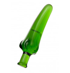 Зелёный анальный стимулятор из стекла в форме перчика - 13,5 см.