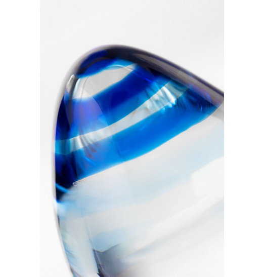 Стеклянная анальная втулка с синим кончиком - 11,5 см.