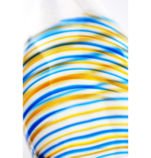 Стеклянный прозрачный фаллоимитатор с двухцветным кончиком - 22 см.