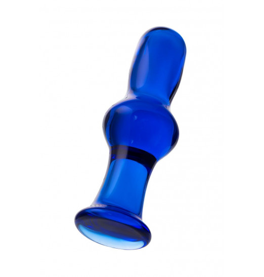 Синяя стеклянная анальная втулка - 13,5 см.
