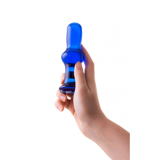 Синяя стеклянная анальная втулка - 13,5 см.