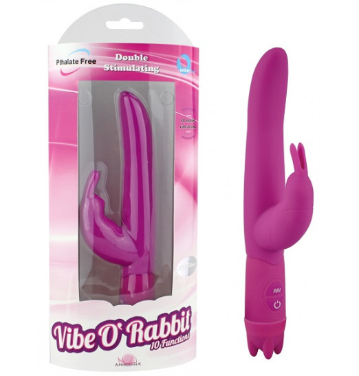 Пурпурный вибростимулятор 10 Function Vibe-O rabbit - 21 см.