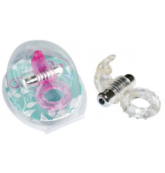 Прозрачное эрекционное виброкольцо с зайчиком 7 Speed Rabbit Cock Ring