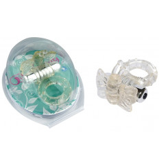 Прозрачное эрекционное кольцо с вибробабочкой